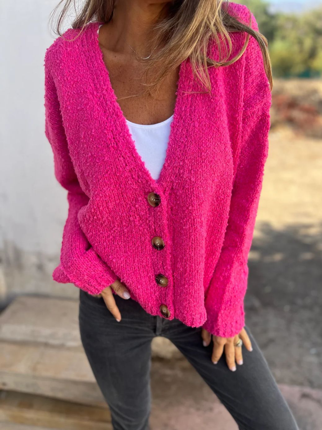 Women's Fashion Solid Color Knitted Cardigan Sweater