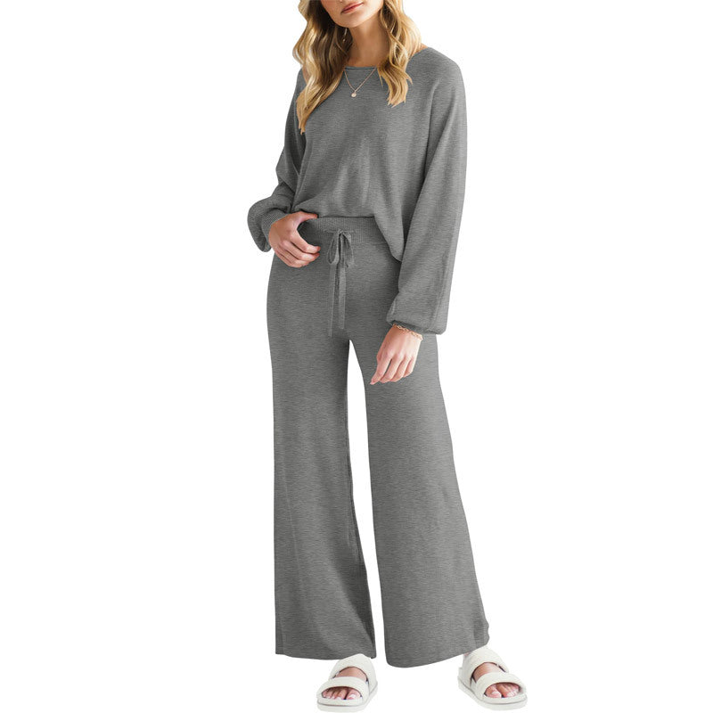 Casual Slimming Long-Sleeved Two-Piece Suit with Thin Trousers