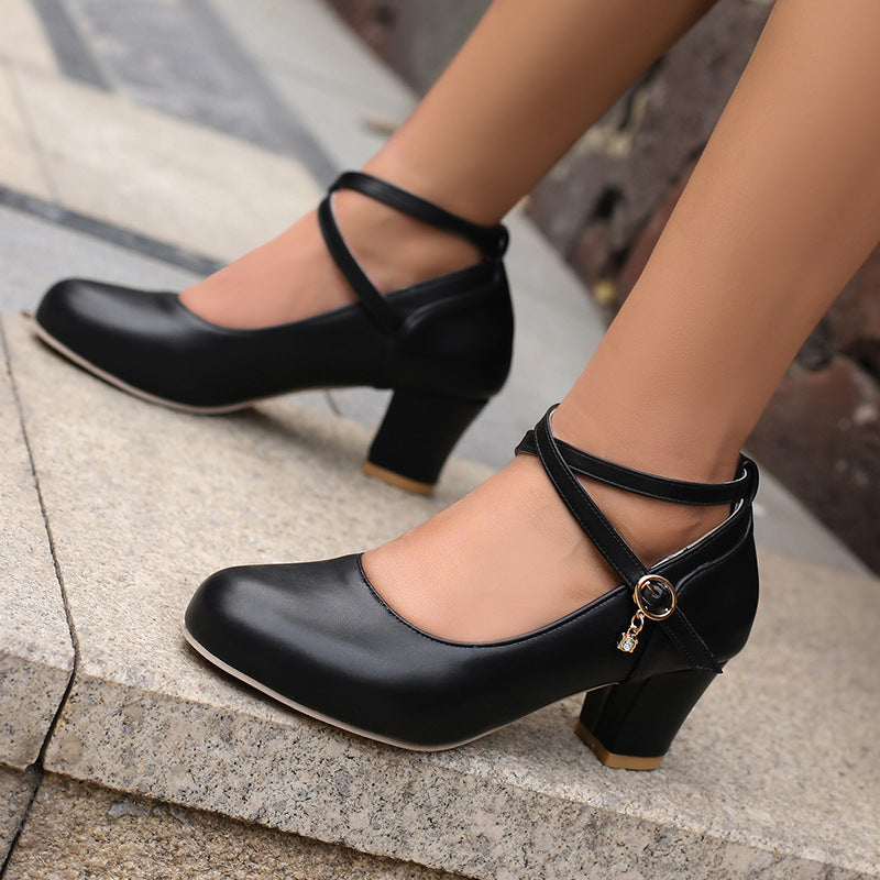 Mary Jane Chunky Heel High Heels - Stylish Work Shoes