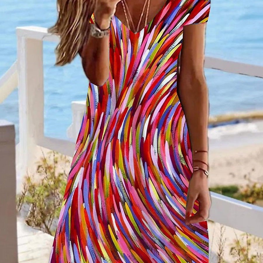 Women's Printed V-neck Street Style Dress