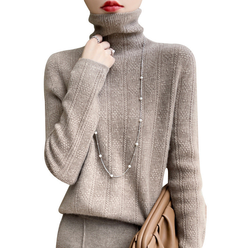 Knitted Jacquard Sweater with Pile Collar for Outer Wear and Underwear