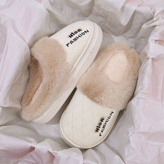 Women's Cotton Slippers with Foamed Rubber Bag Heel