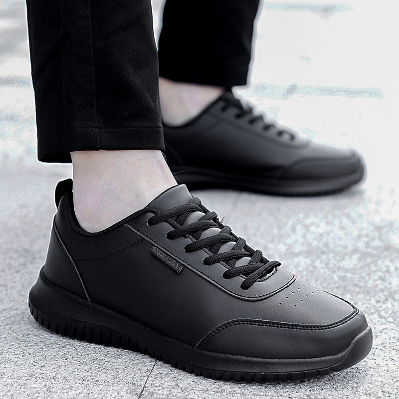 Men's Plus Size Waterproof Chef Shoes - Leather Surface, Kitchen and Sports Casual Design