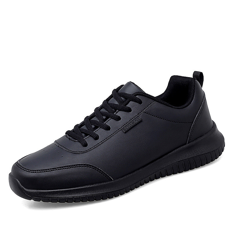 Men's Plus Size Waterproof Chef Shoes - Leather Surface, Kitchen and Sports Casual Design