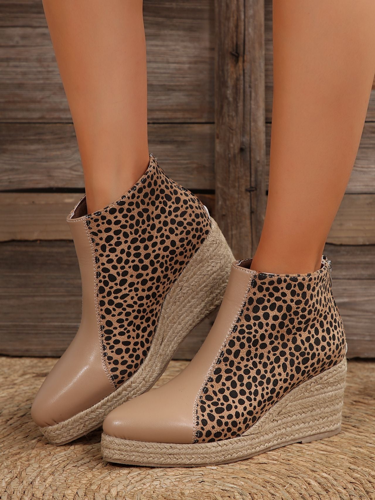 Women's Color-Blocked Wedge Heel Martin Boots