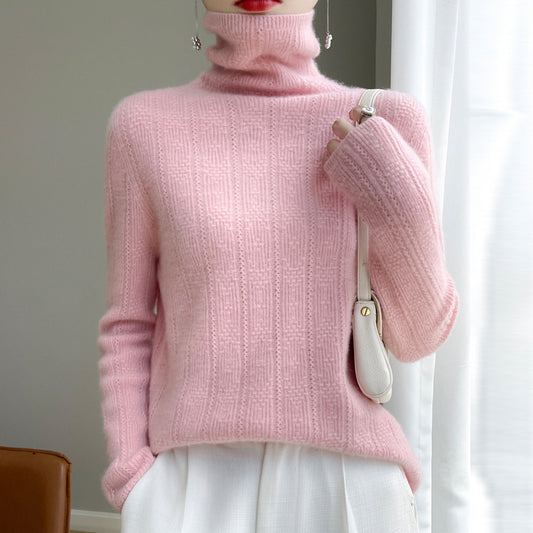 Knitted Jacquard Sweater with Pile Collar for Outer Wear and Underwear