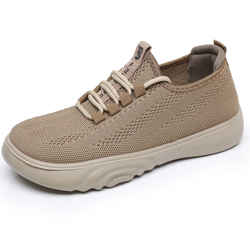 Women’s Spring and Autumn Old Beijing Cloth Shoes, Casual Mom Shoes, Knit, Breathable Pumps