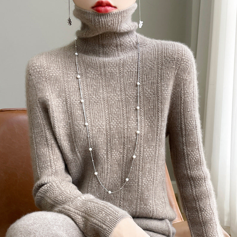 Knitted Jacquard Sweater with Pile Collar for Outer Wear and Underwear