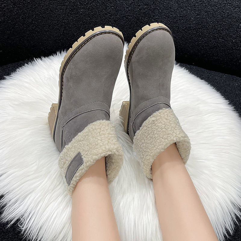 Women's Winter Plus Size Mid Boots - Soft Artificial Plush Lining