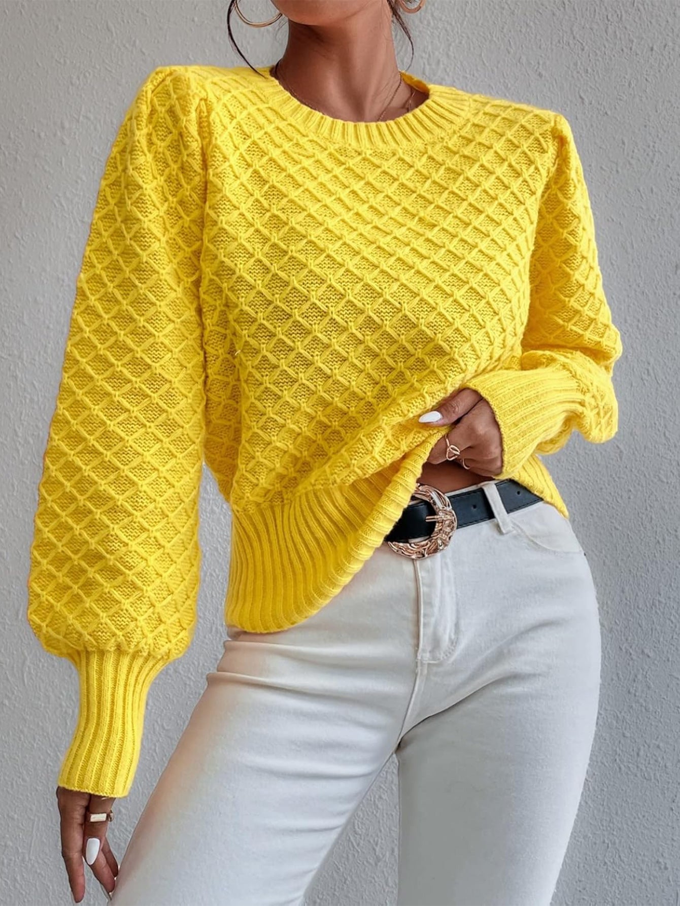 Women's Round Neck Pullover Long Sleeve Sweater