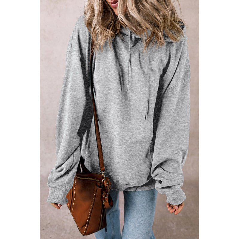 Women's Solid Color Drawstring Hoodie