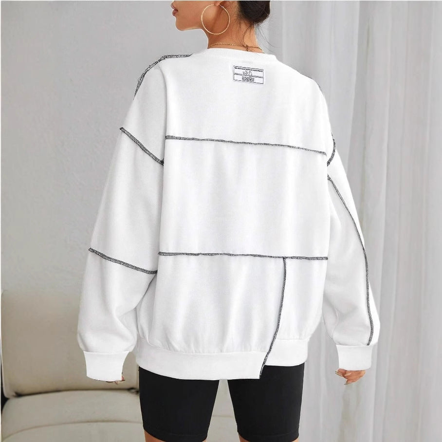 Women's Fashionable Casual Loose Round Neck Long Sleeve Sweater