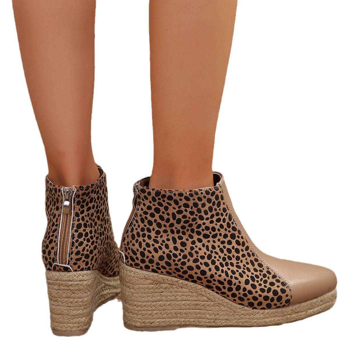 Women's Color-Blocked Wedge Heel Martin Boots