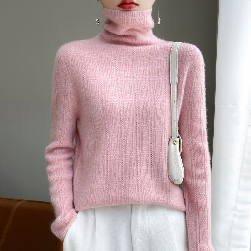 Knitted Jacquard Sweater with Pile Collar for Outer Wear and Underwear