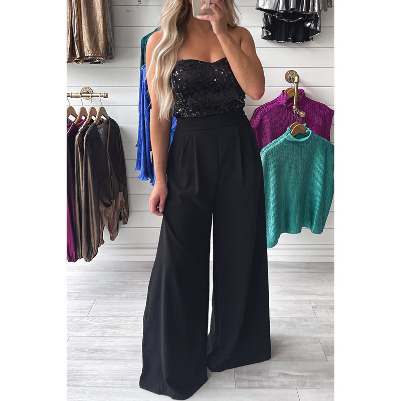 Women's Casual Fashionable Sequins Vest Jumpsuit