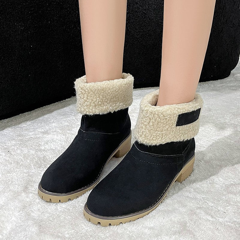 Women's Winter Plus Size Mid Boots - Soft Artificial Plush Lining