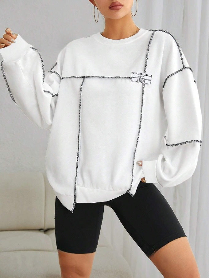 Women's Fashionable Casual Loose Round Neck Long Sleeve Sweater