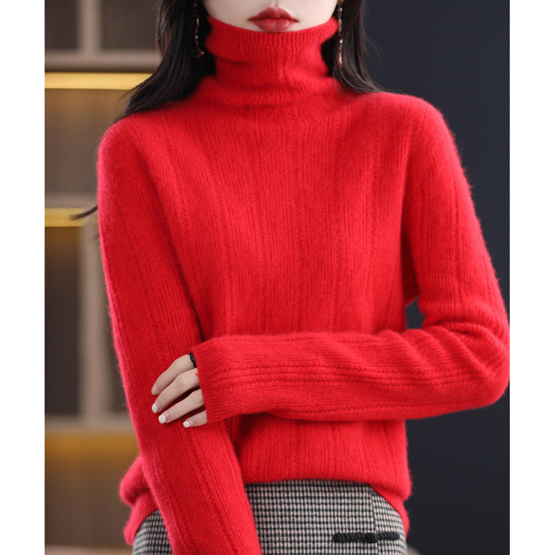 Knitted Jacquard Sweater with Pile Collar for Outer Wear and Underwear