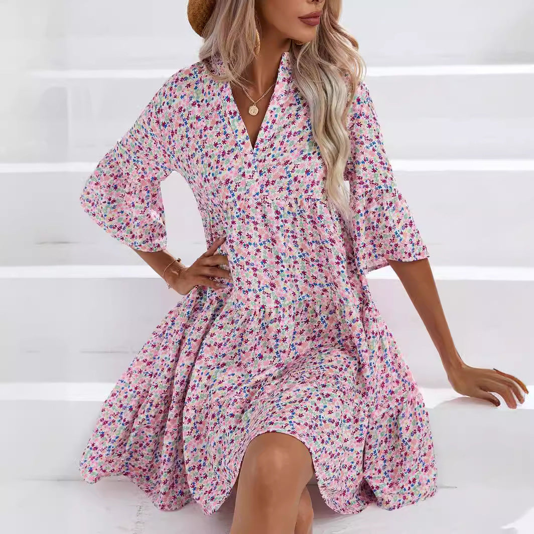 Women's Loose V-Neck Casual Summer Dress