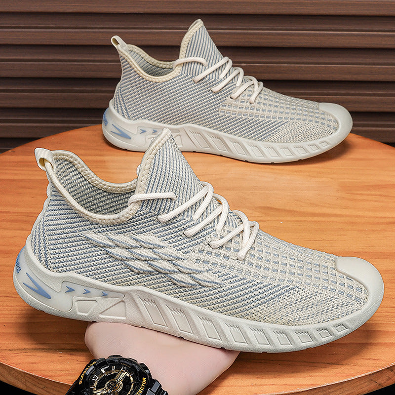 Men's Lightweight Breathable Flyknit Mesh Casual Shoes with Soft Soles