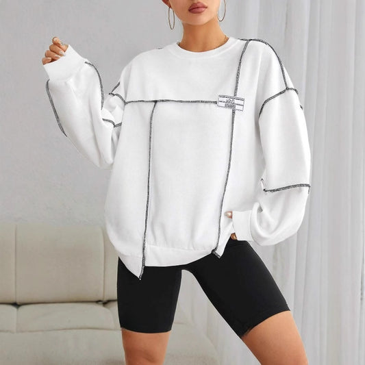 Women's Fashionable Casual Loose Round Neck Long Sleeve Sweater