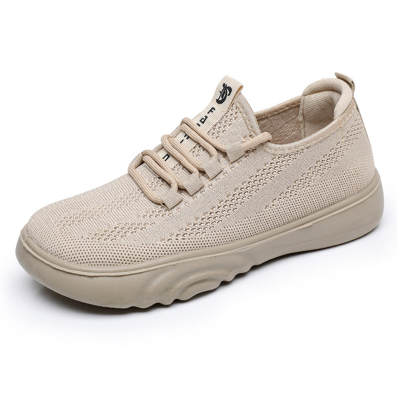 Women’s Spring and Autumn Old Beijing Cloth Shoes, Casual Mom Shoes, Knit, Breathable Pumps