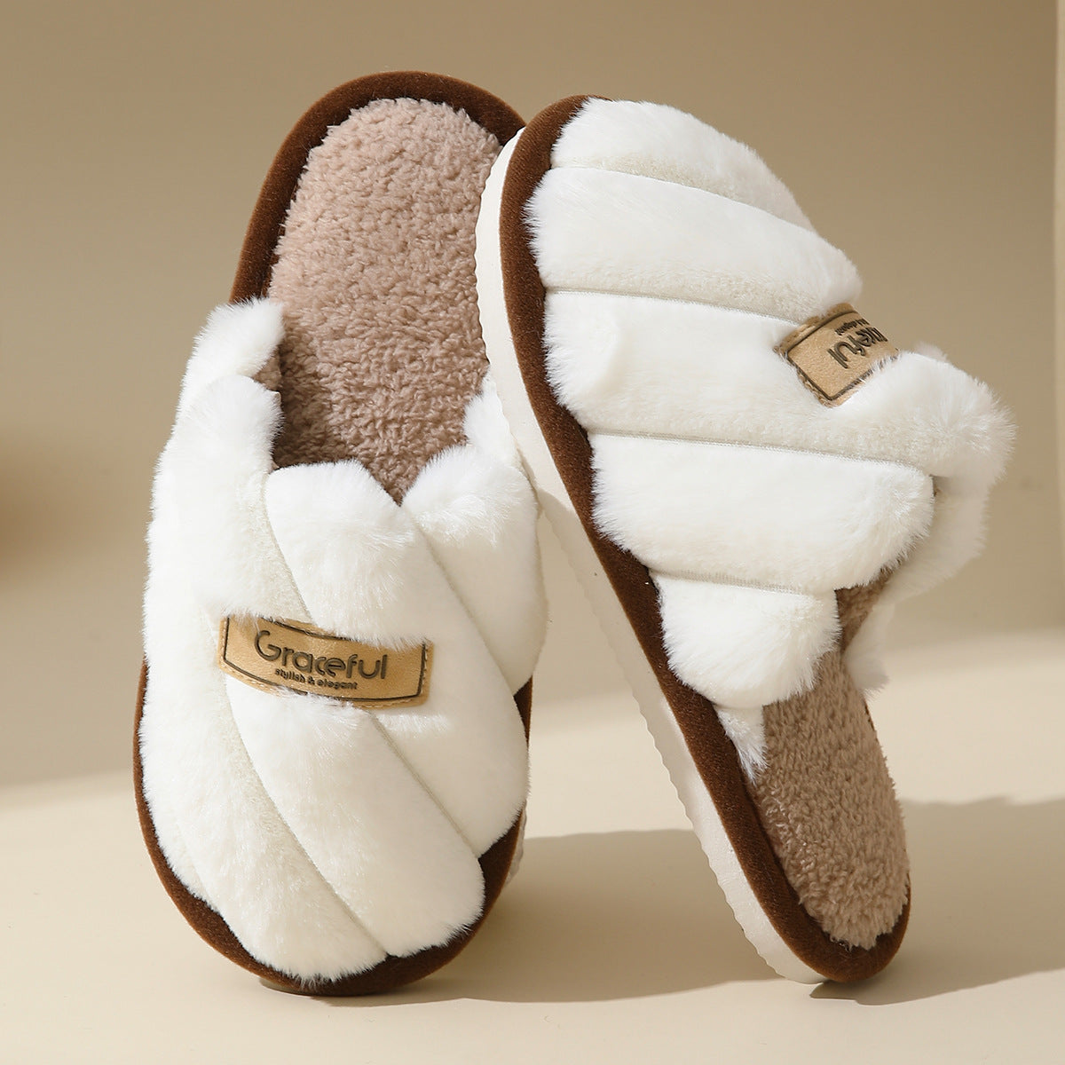 Women's Fur Fall And Winter Outer Wear Non-slip Indoor Platform Home Cotton Slippers