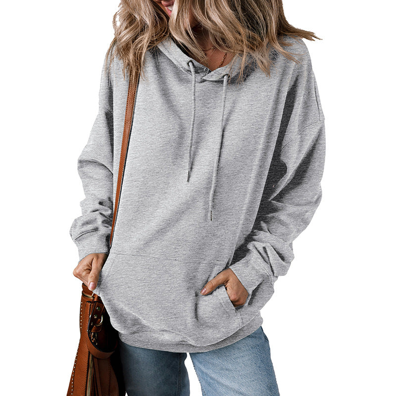 Women's Solid Color Drawstring Hoodie