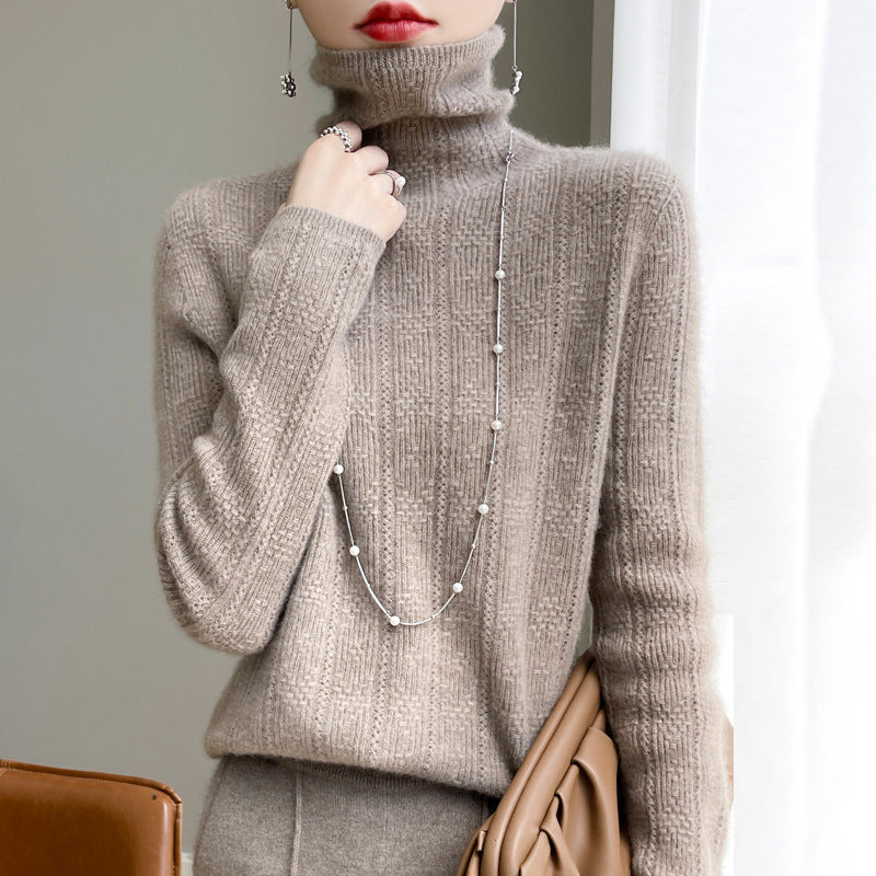 Knitted Jacquard Sweater with Pile Collar for Outer Wear and Underwear