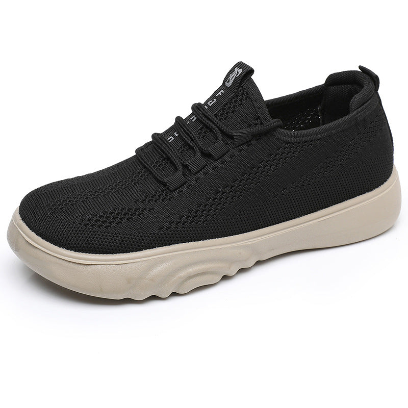 Women’s Spring and Autumn Old Beijing Cloth Shoes, Casual Mom Shoes, Knit, Breathable Pumps