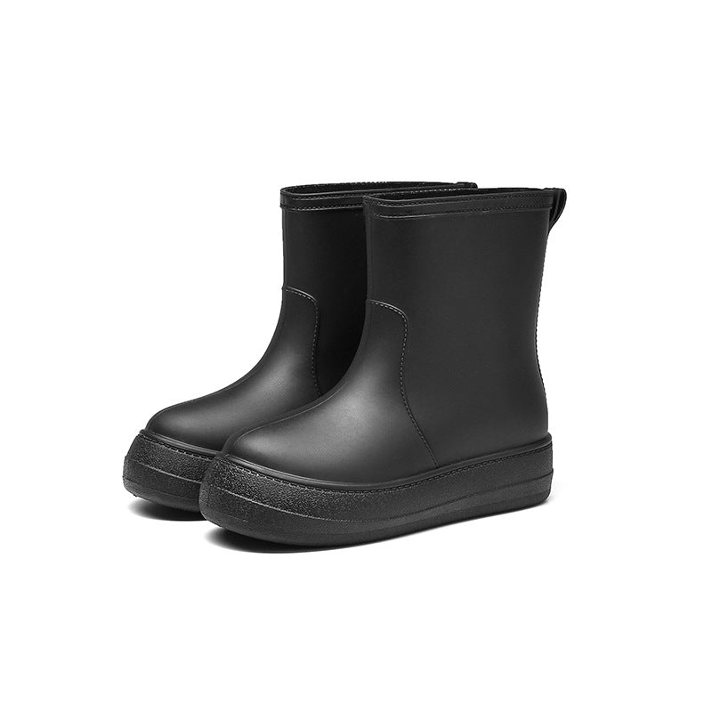 Women's Flat Mid-Calf Non-Slip Rubber Rain Boots