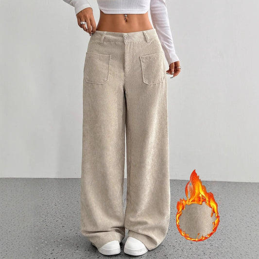 Loose Solid Color Wide Leg Pants with Pockets