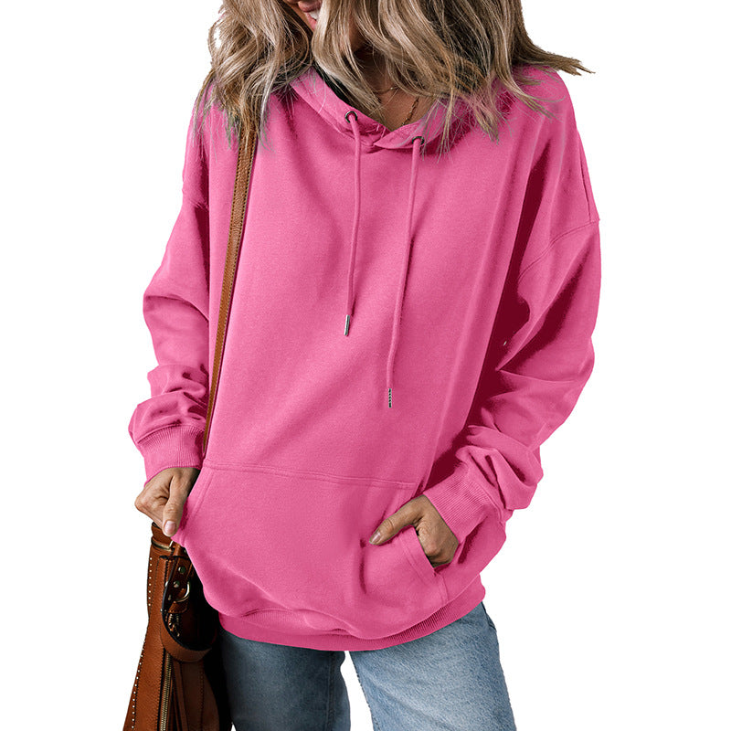 Women's Solid Color Drawstring Hoodie