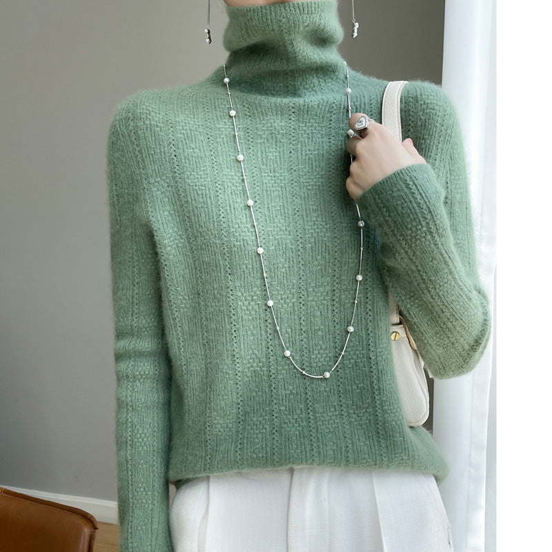 Knitted Jacquard Sweater with Pile Collar for Outer Wear and Underwear