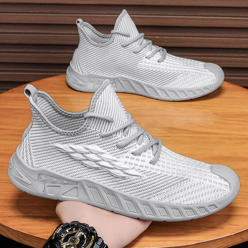 Men's Lightweight Breathable Flyknit Mesh Casual Shoes with Soft Soles