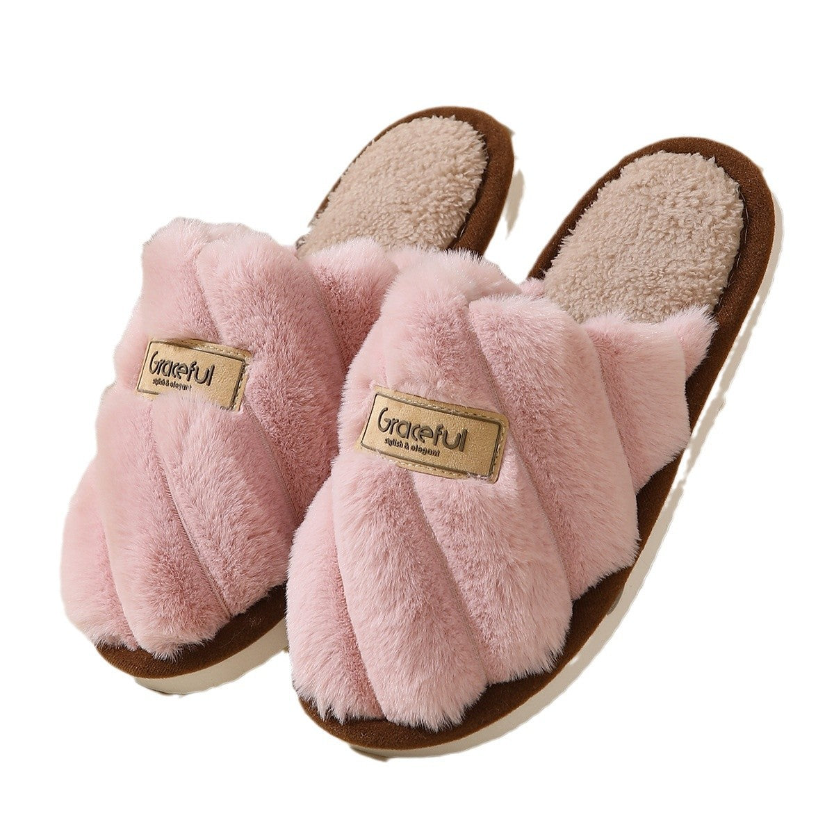 Women's Fur Fall And Winter Outer Wear Non-slip Indoor Platform Home Cotton Slippers