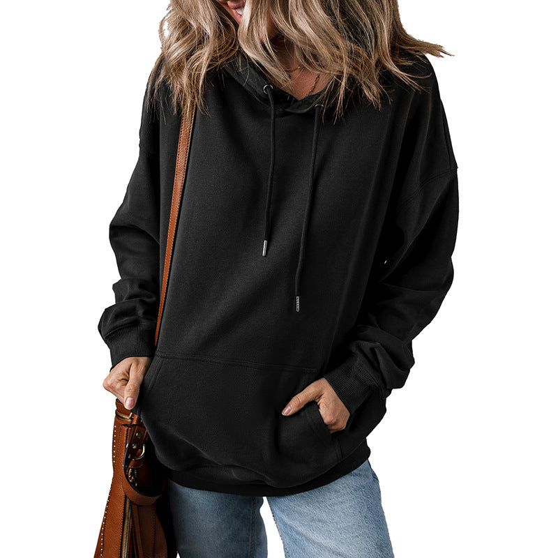 Women's Solid Color Drawstring Hoodie