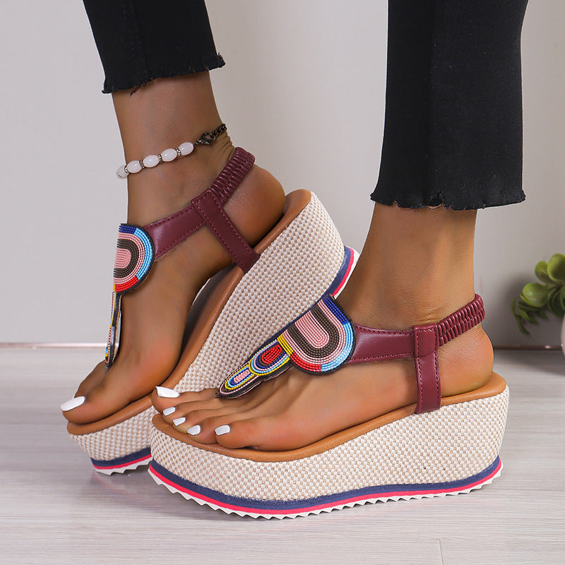 New Summer Colorful Rhinestone Platform High Heel Sandals