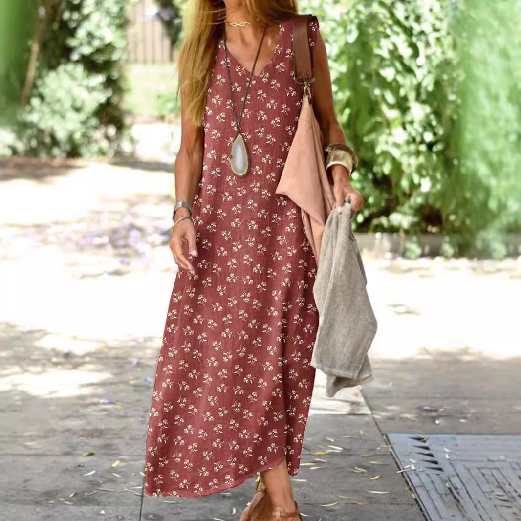 Loose White Dress with Creative Floral Design