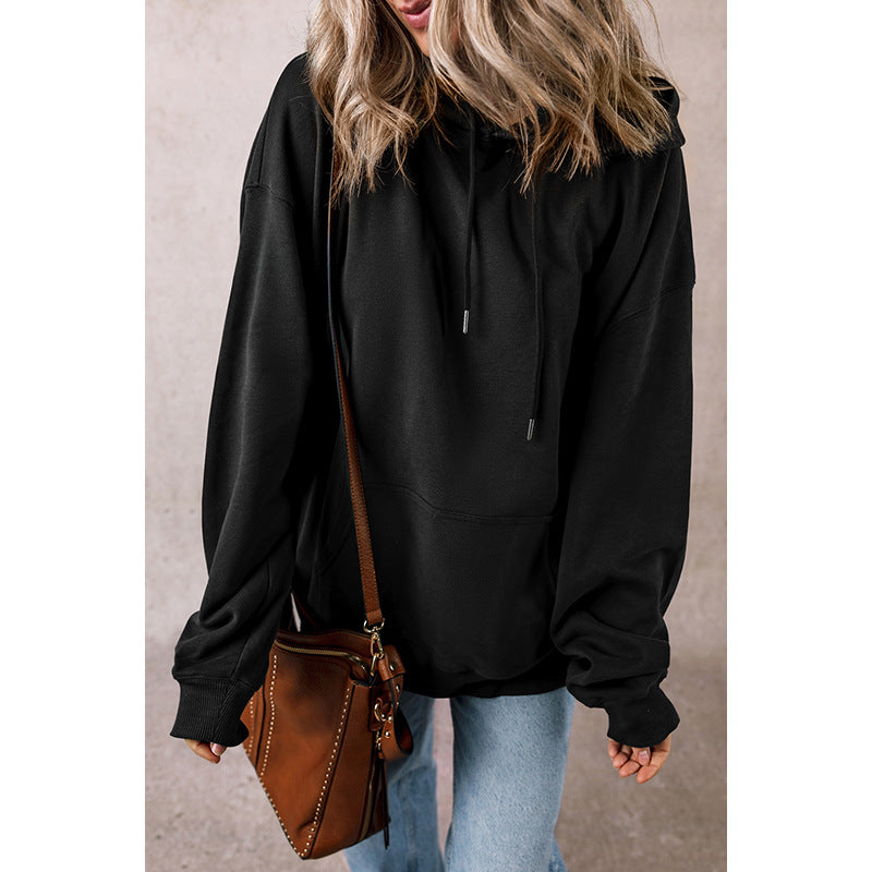 Women's Solid Color Drawstring Hoodie