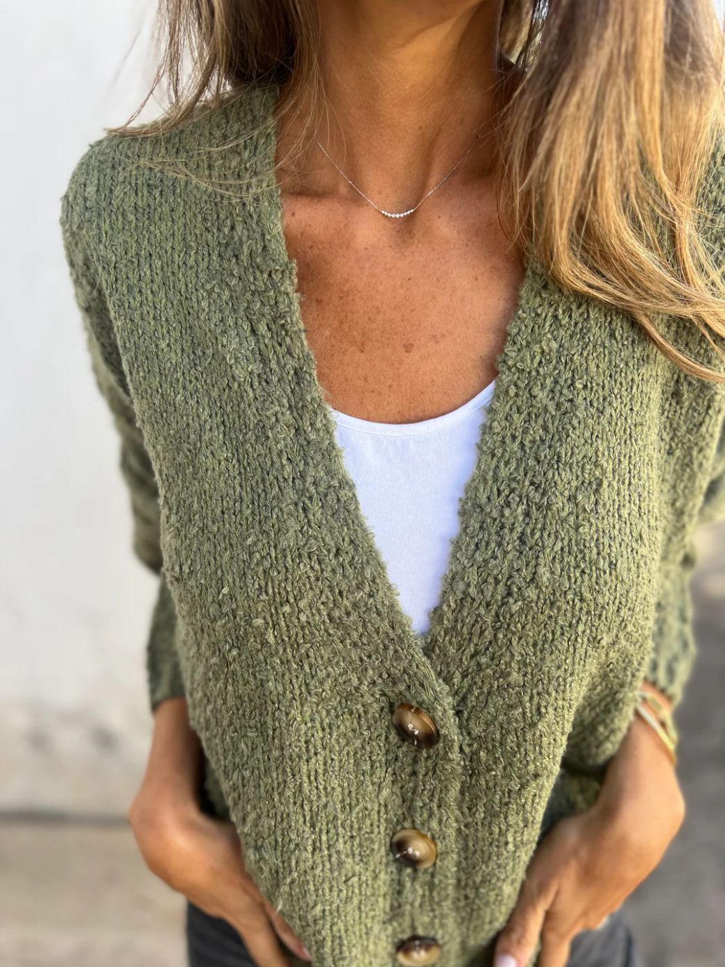 Women's Fashion Solid Color Knitted Cardigan Sweater