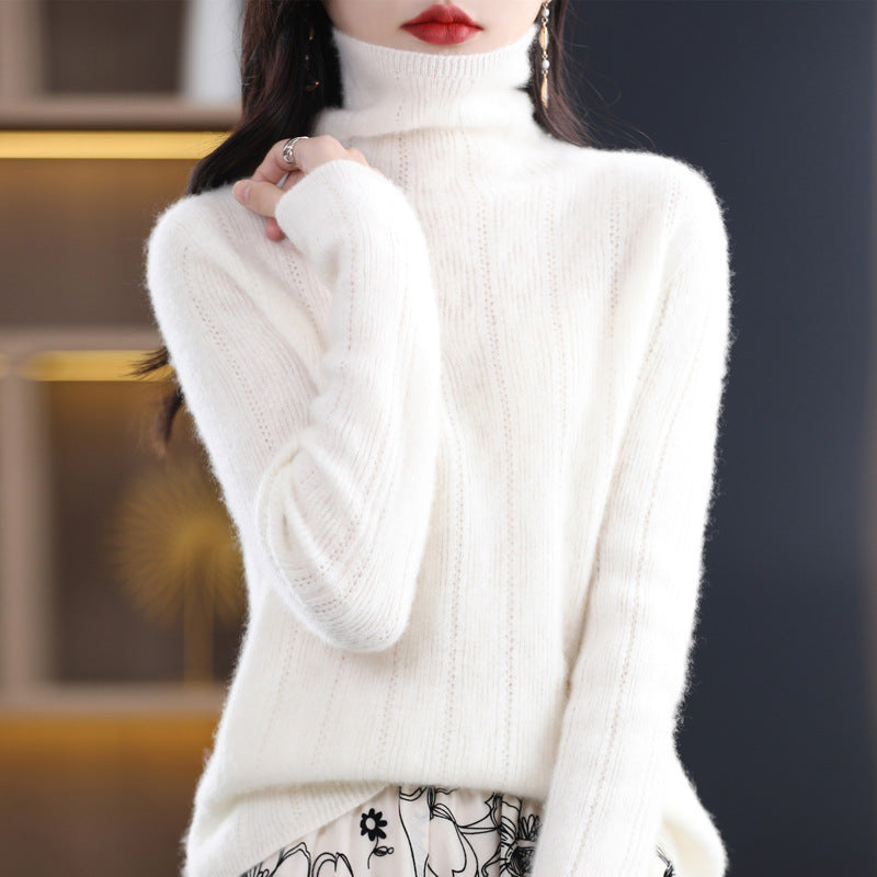 Knitted Jacquard Sweater with Pile Collar for Outer Wear and Underwear