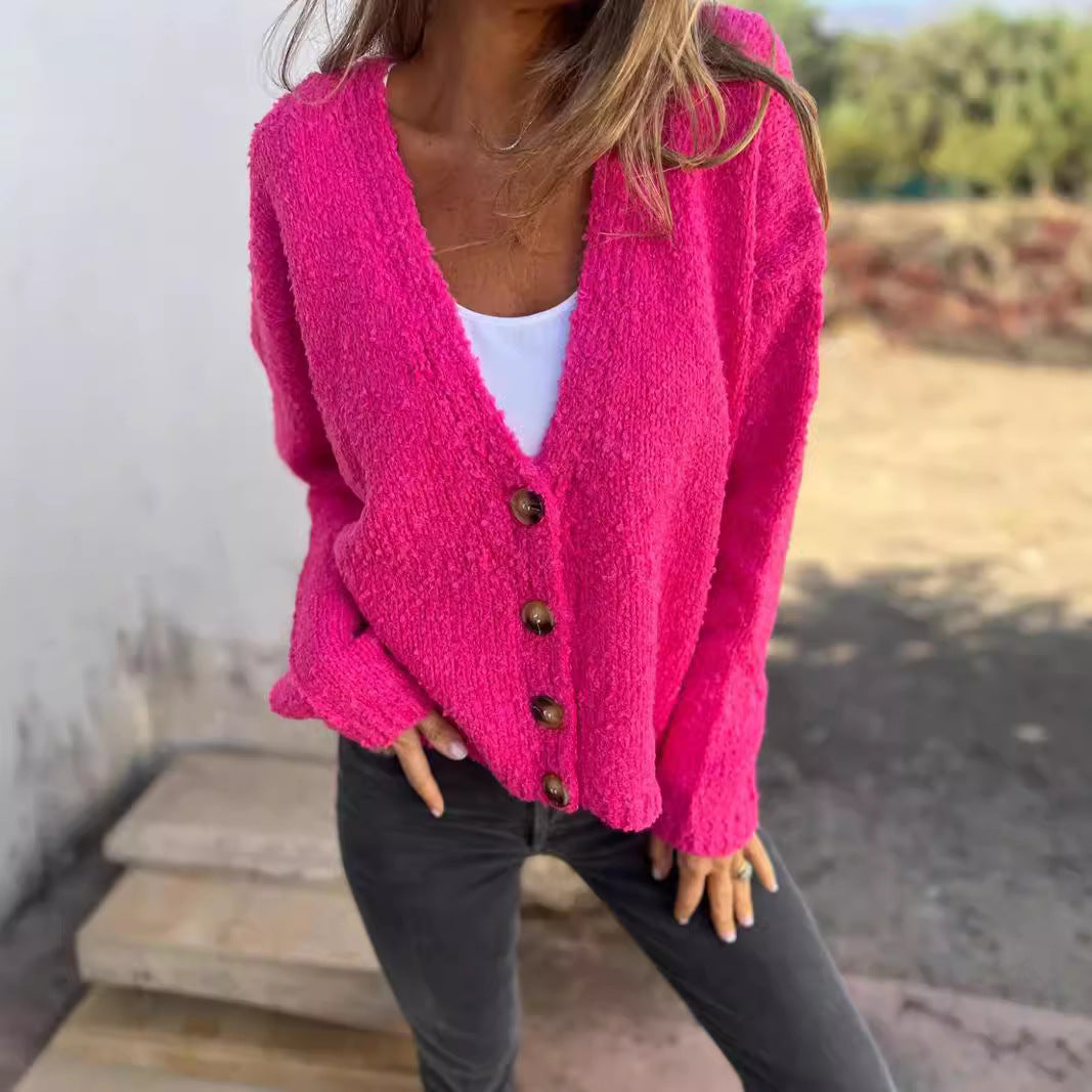 Women's Fashion Solid Color Knitted Cardigan Sweater