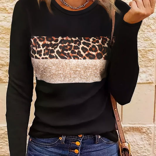 Women's Simple Casual Printed Long-Sleeve Fitted T-Shirt