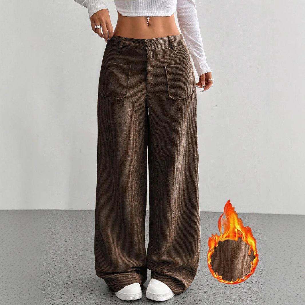 Loose Solid Color Wide Leg Pants with Pockets