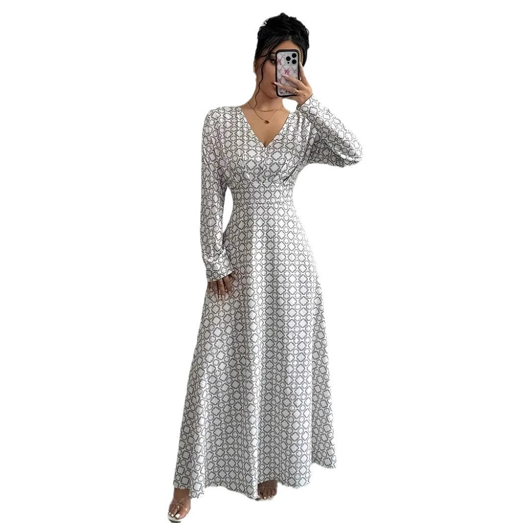 Women's Printed Slim Fit Waist Dress