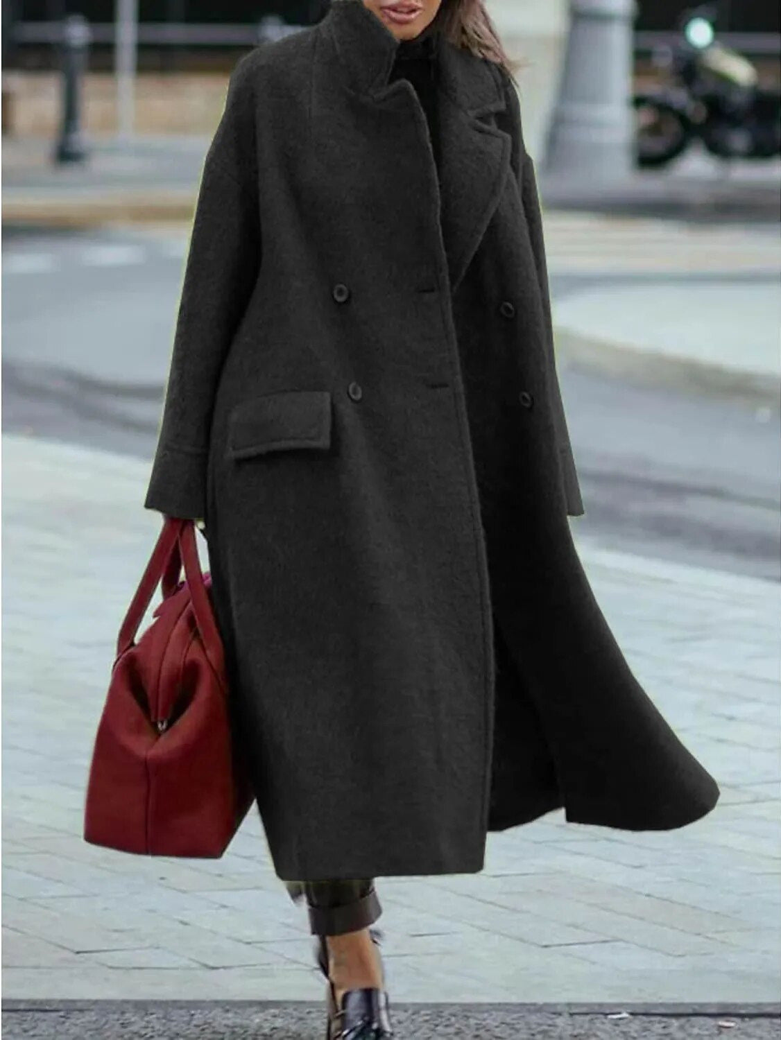 Pure Color Woolen Coat for Warmth