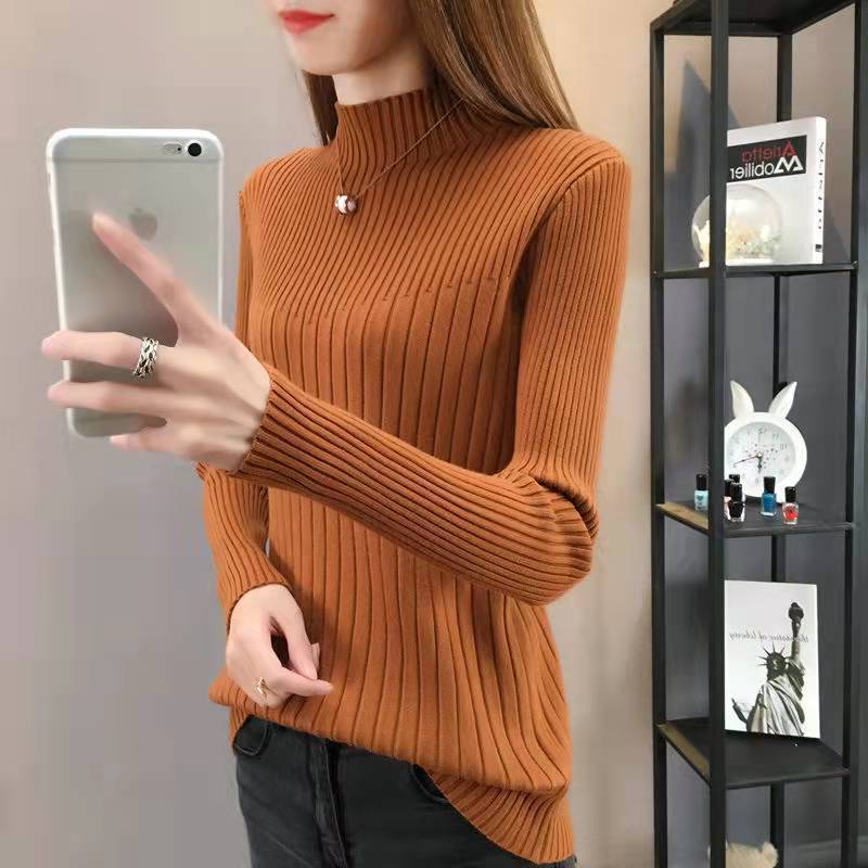 Slimming Half-Turtleneck Knitted Sweater