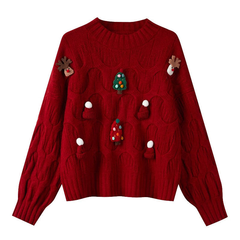 Christmas 3D Decorative Knitwear Top