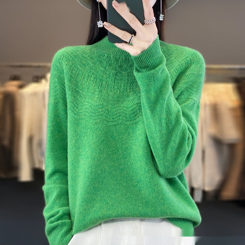 Slimming Half-Turtleneck Wool Knitted Bottoming Shirt